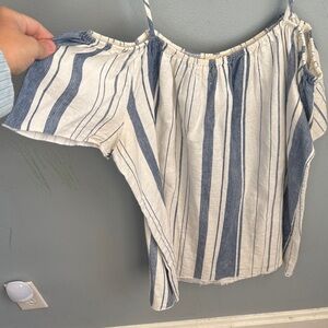Free Kisses Blue and White Striped Blouse
